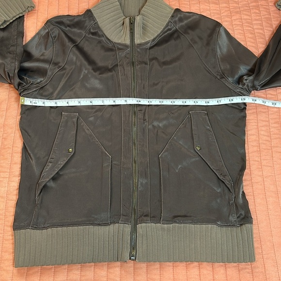 Joe’s Jeans Vintage Y2K Satin Aviation Bomber Brown Jacket size Large - Picture 11 of 16